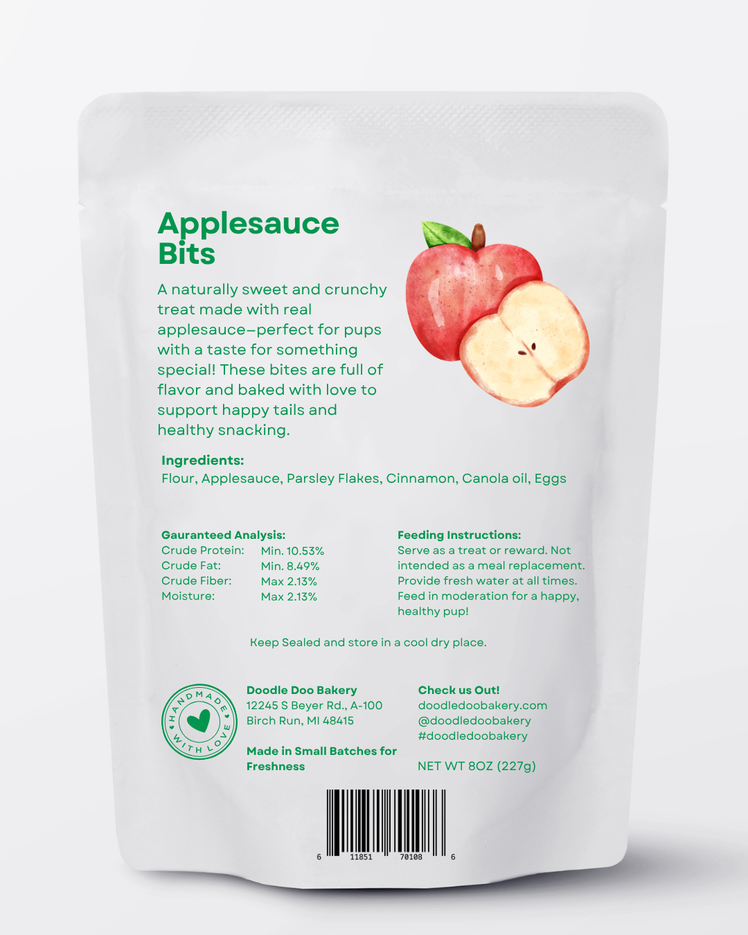Homemade Dog Treats -ð Apple Bits Dog Biscuits 1/2 lb.