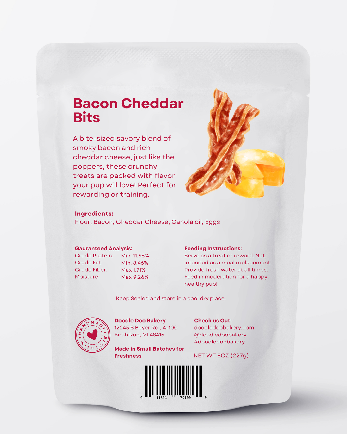 Homemade Dog Treats - π₯ Bacon Cheddar Bits Treat 1/2lb