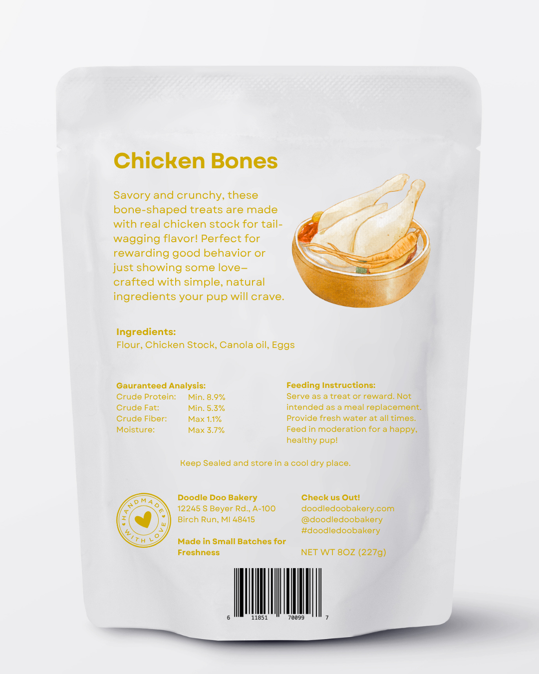 πHomemade Dog Treats - Chicken Treat 1/2lb