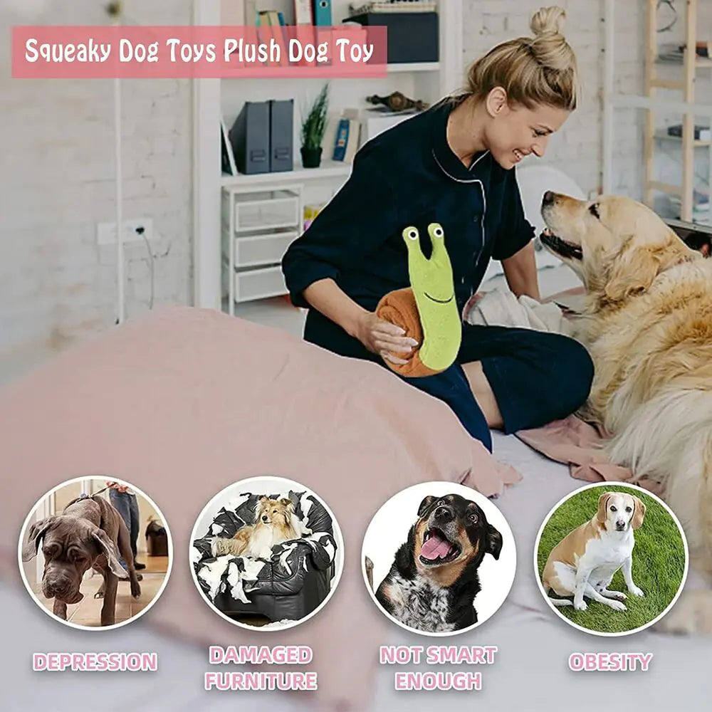 Interactive Plush Snail Squeaky Toy for Dogs