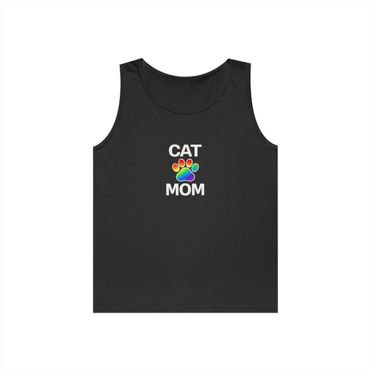 Pride Cat Mom Unisex Heavy Cotton Tank Top (8 Colors)