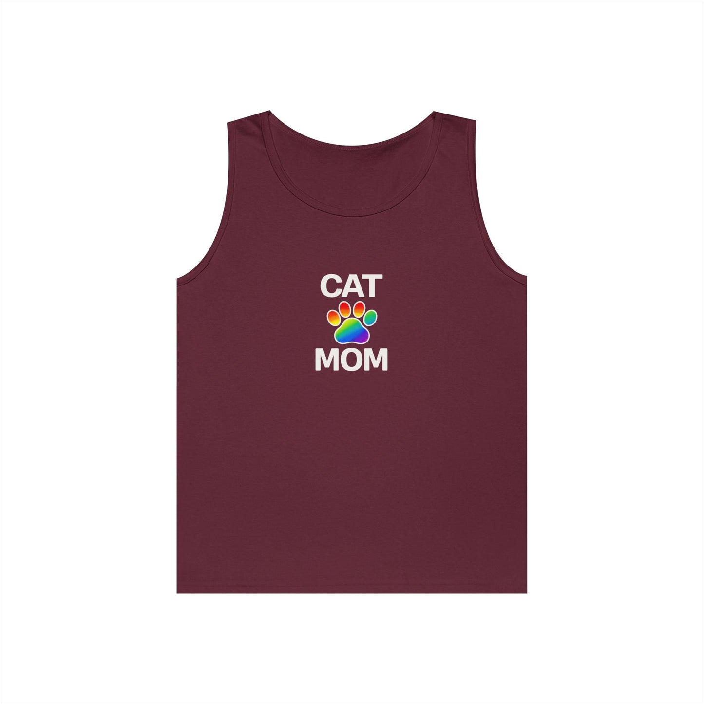 Pride Cat Mom Unisex Heavy Cotton Tank Top (8 Colors)