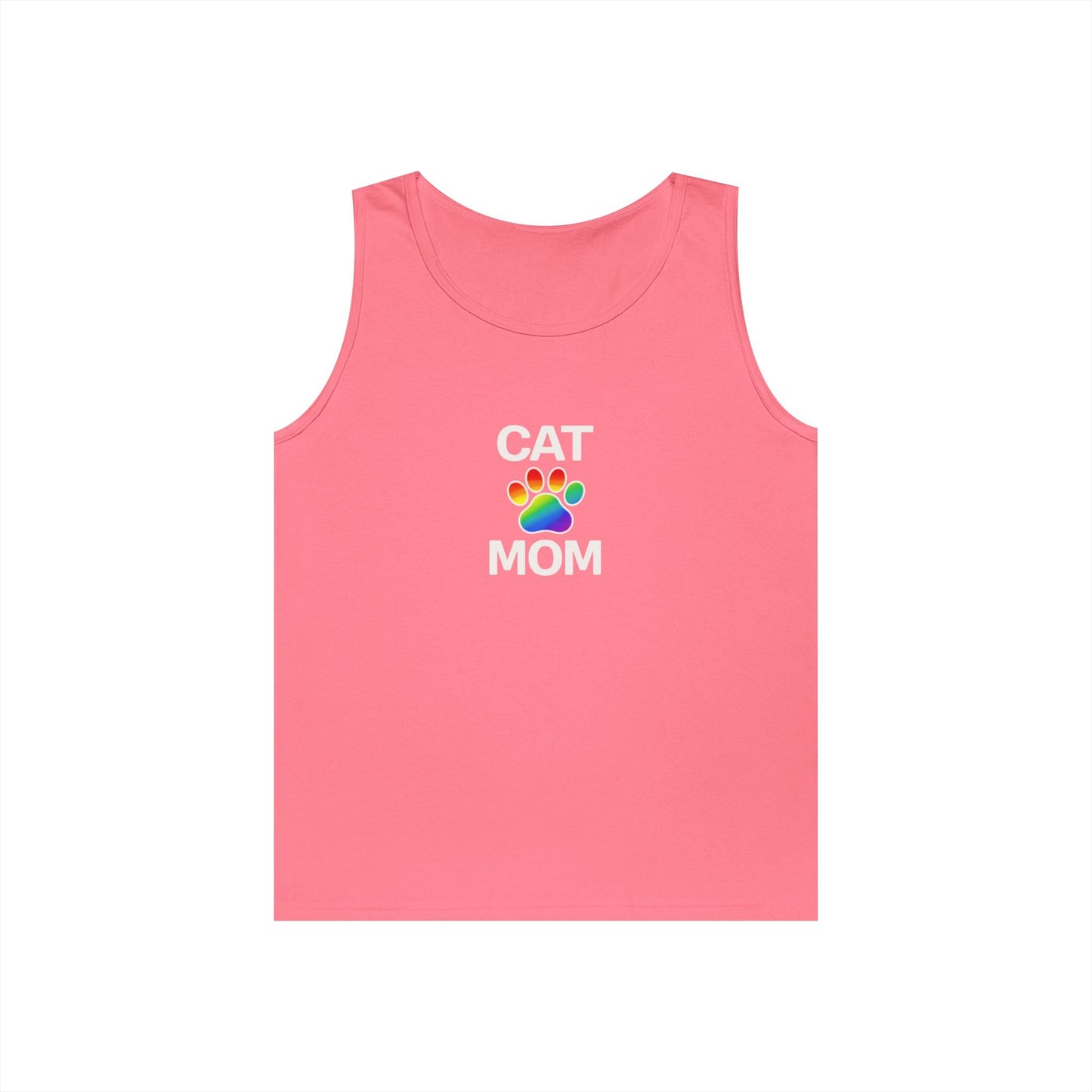 Pride Cat Mom Unisex Heavy Cotton Tank Top (8 Colors)