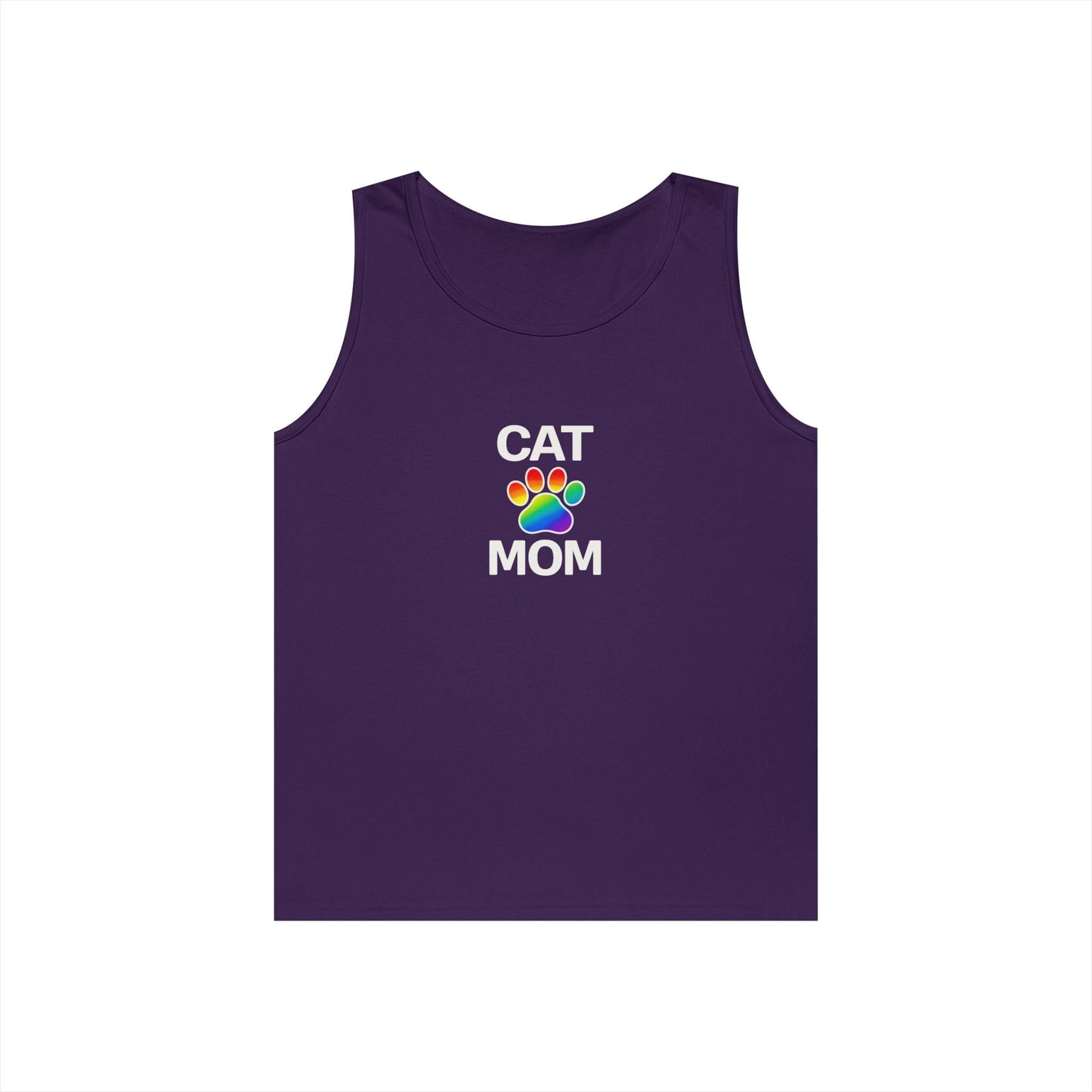 Pride Cat Mom Unisex Heavy Cotton Tank Top (8 Colors)
