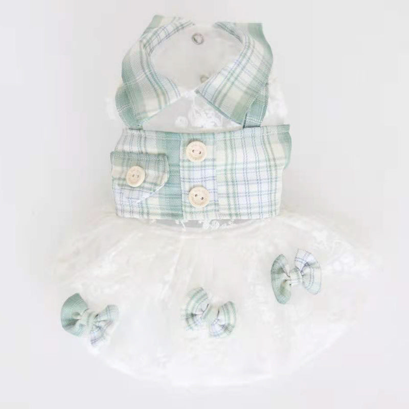 Small Plaid Dog Dress - Two-Piece Style