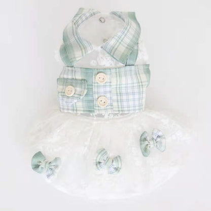 Small Plaid Dog Dress - Two-Piece Style
