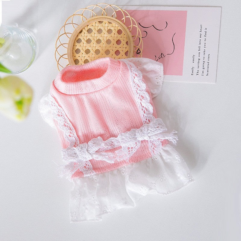 Cute Mesh Strawberry Strap Dog Dress