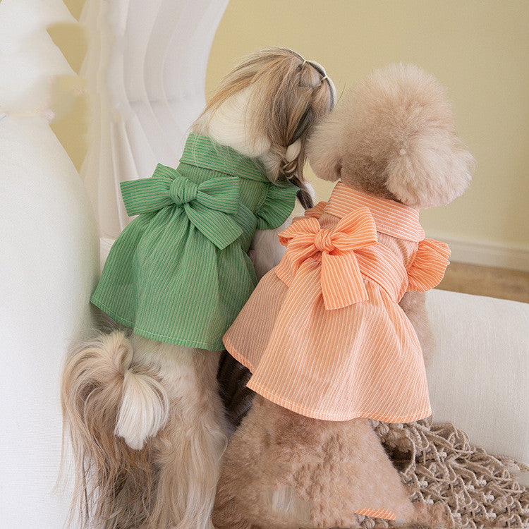 Dog Bowknot Dress for Spring and Summer Wear