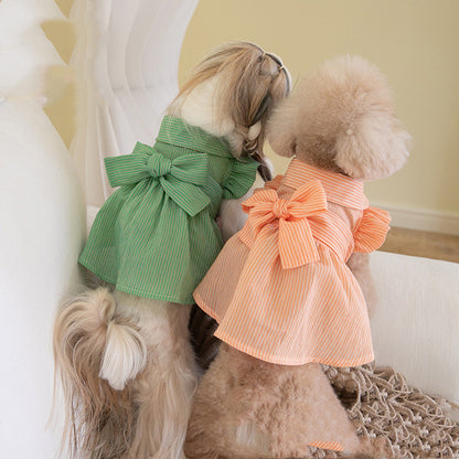 Dog Bowknot Dress for Spring and Summer Wear
