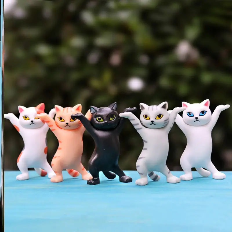 Handmade Dancing Cat Models - Set of 5