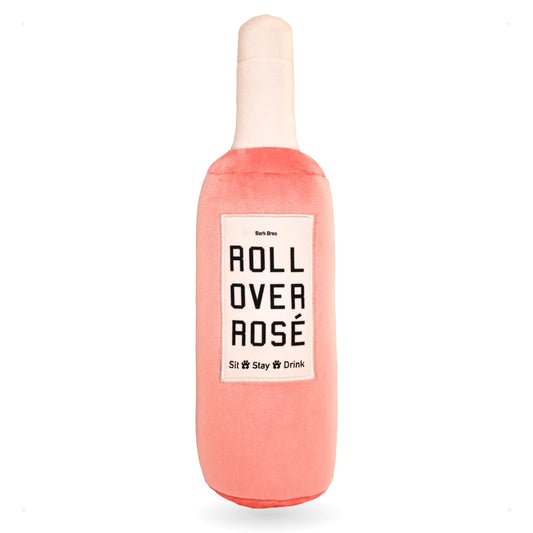 Bark Bros - Rose Wine Bottle Dog Toy - Plush Squeaky Dog Toys