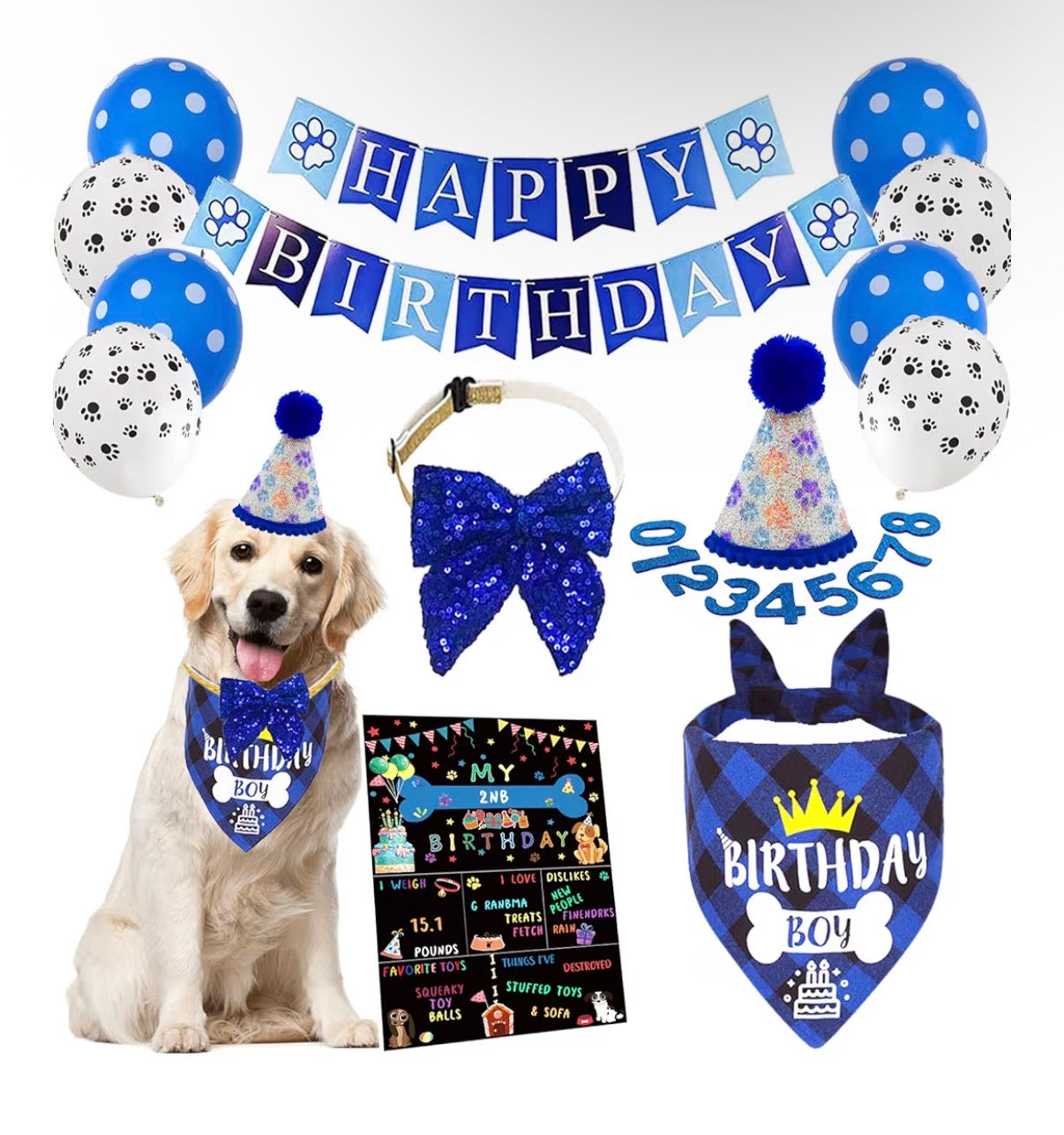 Birthday banner and bandana set!