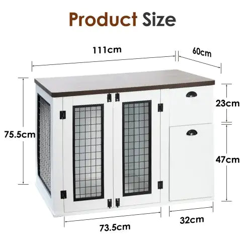 Furniture Style Dog Den, Wooden Dog Crate, Double Door Dog Crate