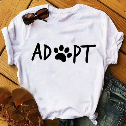 Women's Casual Cartoon Paw Print T-Shirt