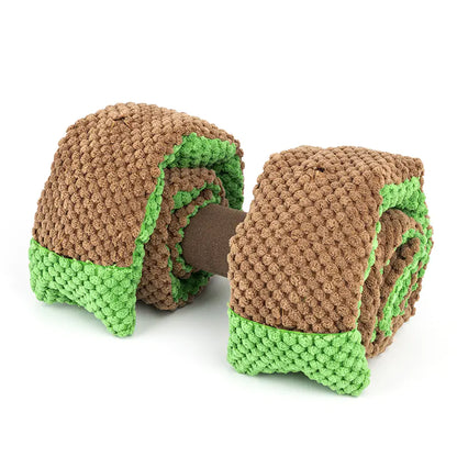 Interactive Snuffle Puzzle Plush Dumbbell Dog Toy