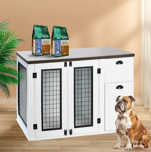 Furniture Style Dog Den, Wooden Dog Crate, Double Door Dog Crate