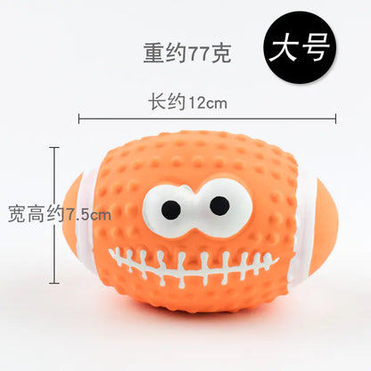 Latex Dog Chew Toy - Squeaky Rubber Football Ball