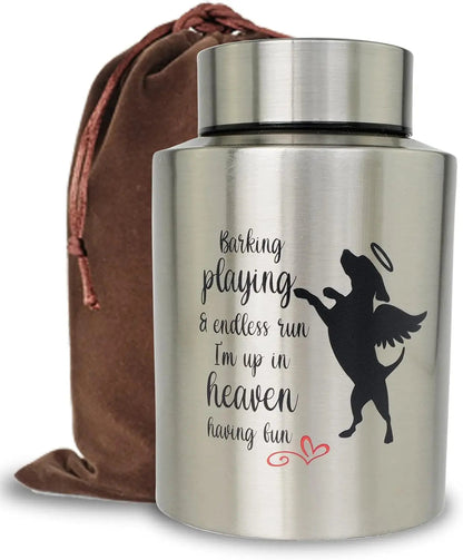 Stainless Steel Pet Memorial Urn for Cats & Small Dogs with Secure Lid Keepsake