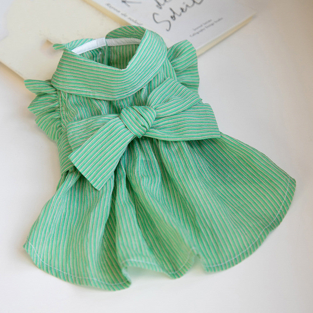 Dog Bowknot Dress for Spring and Summer Wear