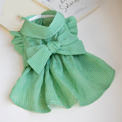 Dog Bowknot Dress for Spring and Summer Wear