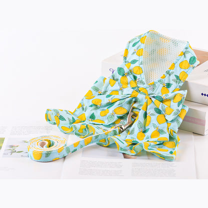 Summer Dog Princess Dress with Leash and Chest Strap
