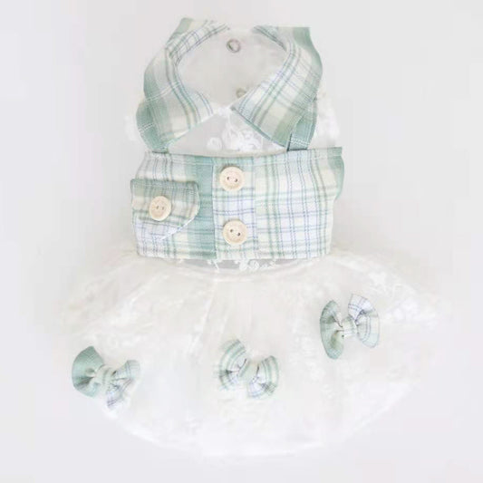 Small Plaid Dog Dress - Two-Piece Style