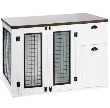 Furniture Style Dog Den, Wooden Dog Crate, Double Door Dog Crate