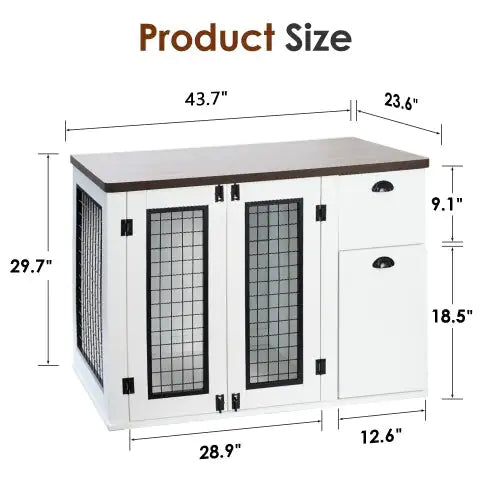 Furniture Style Dog Den, Wooden Dog Crate, Double Door Dog Crate