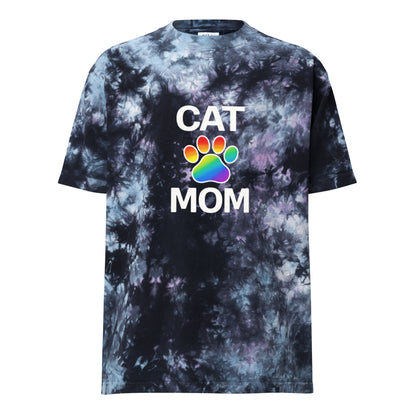 Pride Cat Mom Oversized Tie-dye T-shirt